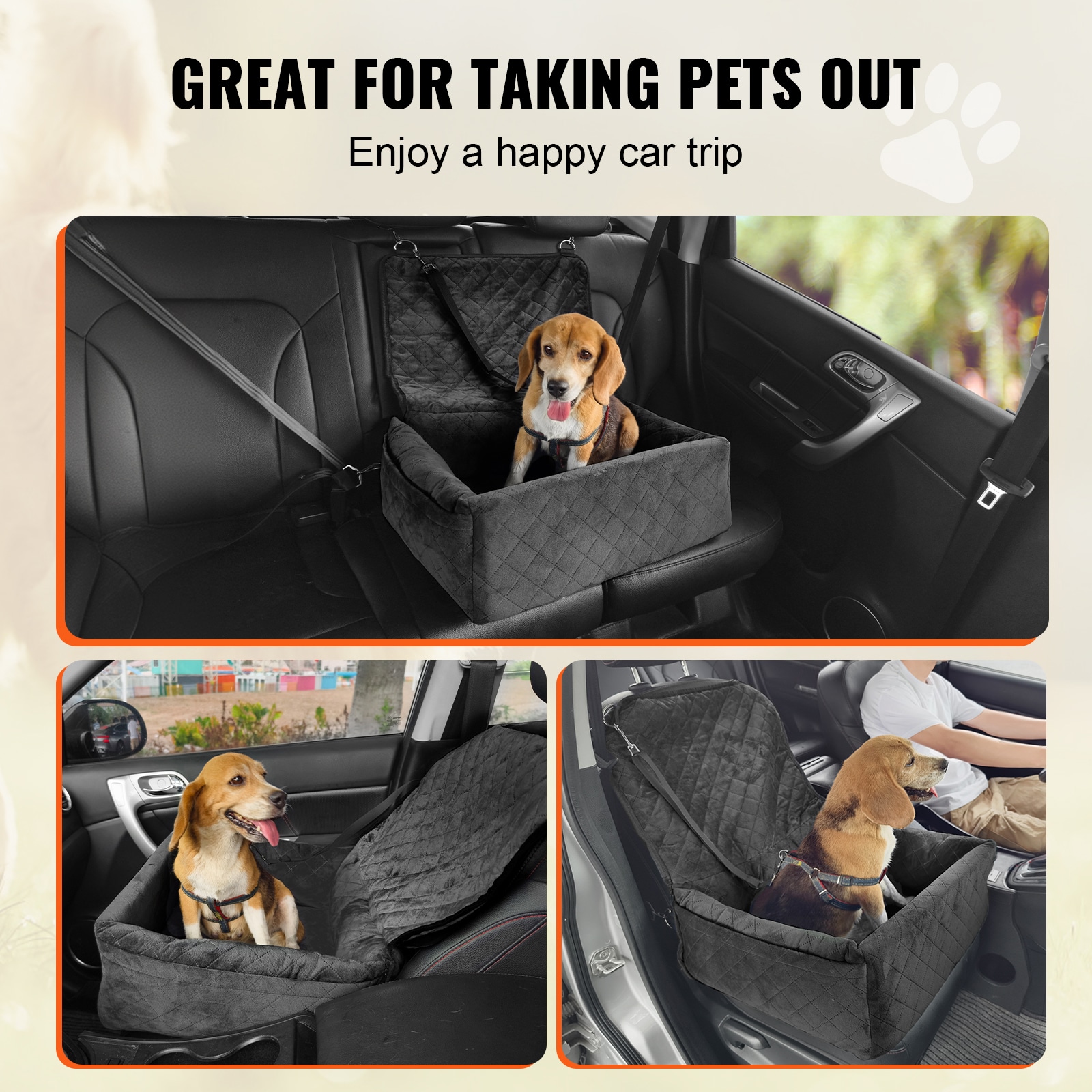 Dog Booster Car Seat For Small And Medium Dogs Comfortable Travel_voghion.com